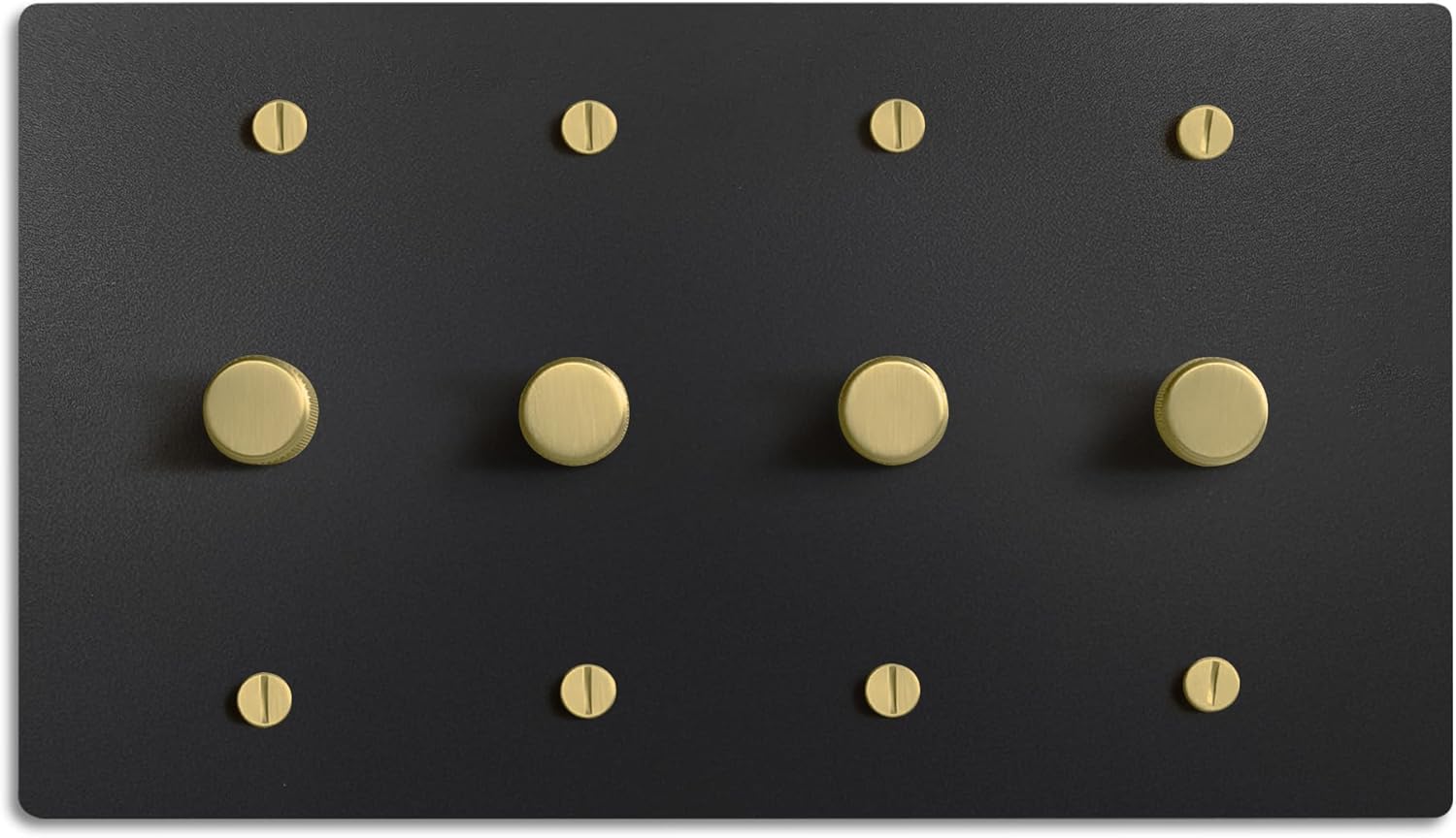 SELECT Black Brass Dimmer Light Switch, 1 Way Rotary Dimmer, 4 Gang TRIAC/Leading Edge Dimmable LED Light Switch, 15A 120V AC with Brass Knob, Faceplate & Dimming Module, UL Listed