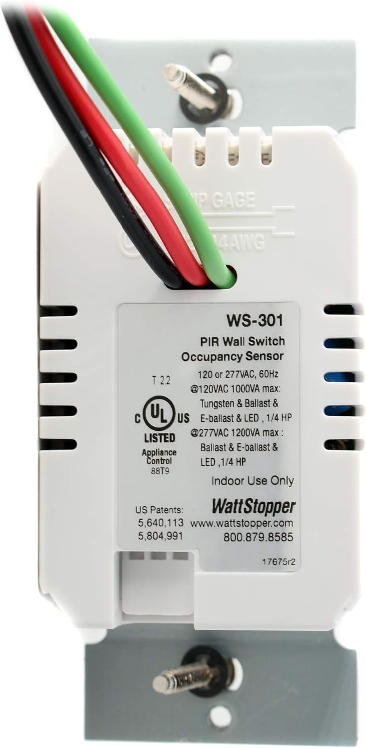 Legrand - Pass & Seymour Wattstopper® Passive Infrared Wall Light/Fan Switch Occupancy Sensor with Light Sensor, White