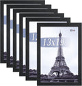 VCK 13x19 Picture Frames Black Set of 6, Wide Border Wood Poster Frame, Multi-Directional Display Family Photos, Office Prints, Studio/Gallery Artwork, Woodgrain Series, Wall Hanging