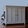 The Refined Feline Cat Litter Box Enclosure Cabinet, Shaker, Smoke Gray, Tulip Feet, XLarge, Hidden Litter Cat Furniture with Drawer