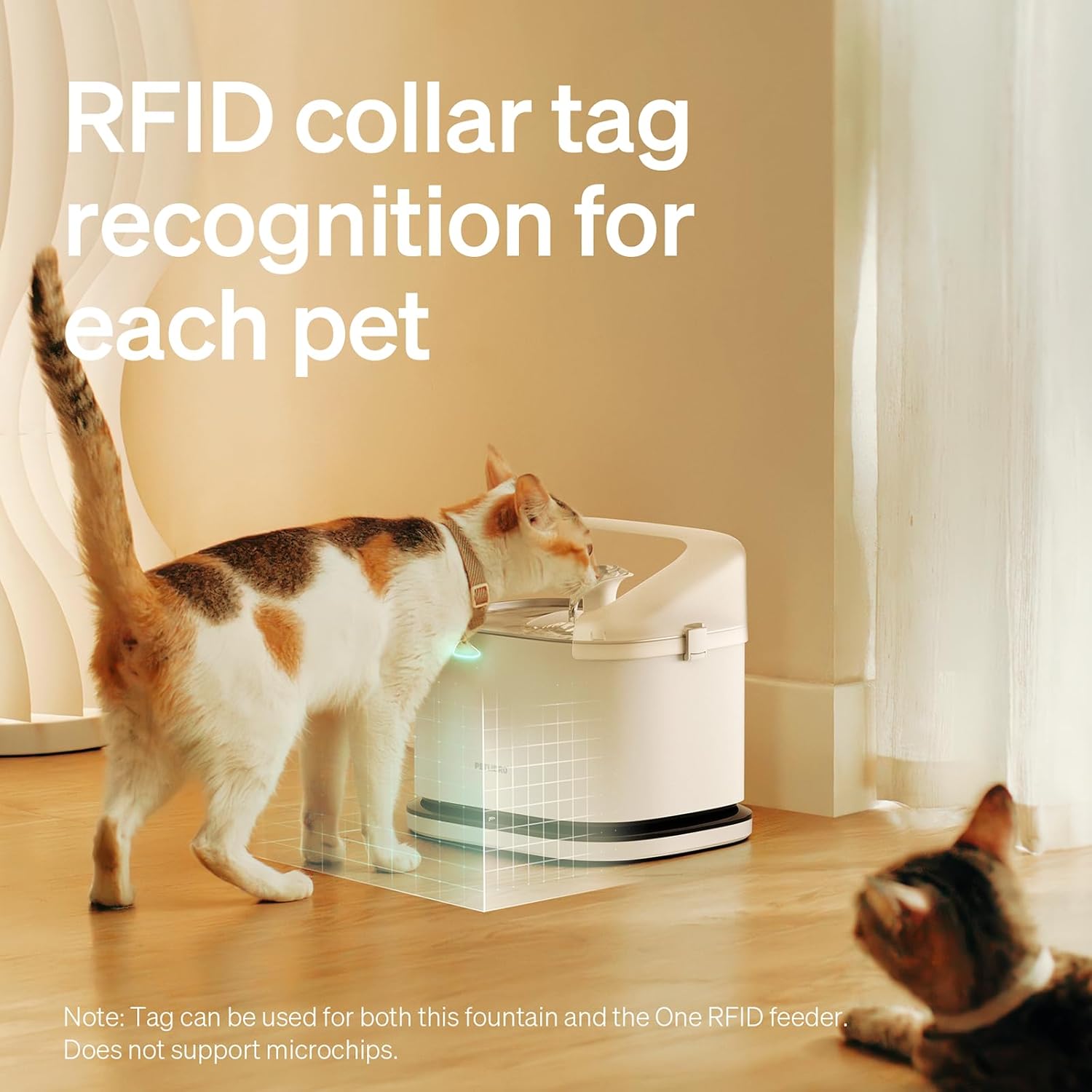 Bundle of PETLIBRO RFID Automatic Cat Feeder, Collar Sensor for Personalized Meals, Cats Recognition, Diet Tracking + RFID Multi Cats Water Fountain with Hydration Monitoring, x5 Collar Tags