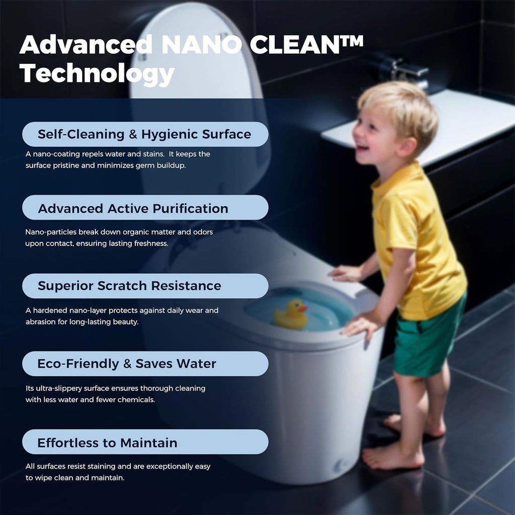 Smart Toilet with Bidet built in, Bidet Toilet with Water Filtration, Pump assisted, Auto Open/Close/Flush, Blackout Flush, Nano Self-Cleaning Glaze, Auto Deodorizer, ADA Comfort Height
