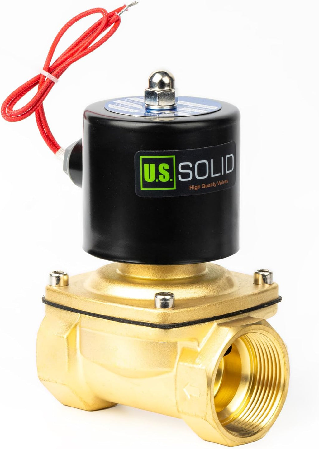 U.S. Solid 1-1/2" Solenoid Valve - 110V AC Brass Electric Solenoid Valve, Normally Closed, Viton Seal