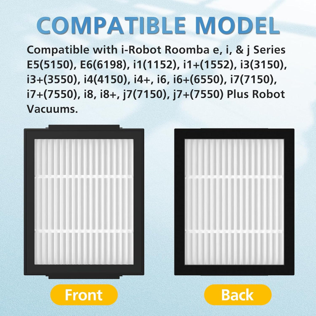 Filter Replacement for iRobot Roomba e, i and j Series i7 i7+/plus i3 i3+ E5 E6 E7 i4 i6 i6+ i8 i8+ Robot Vacuum Cleaners parts, 12 Pack High Efficiency 4639161 Filters