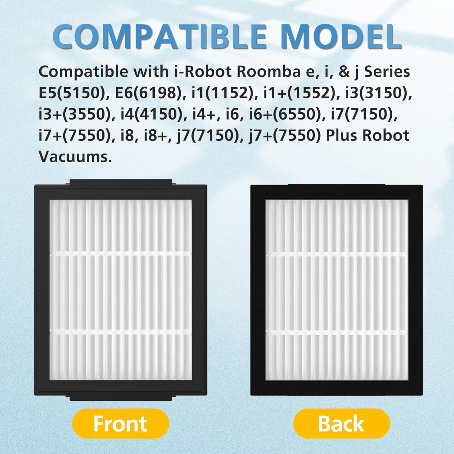 Filter Replacement for iRobot Roomba e, i and j Series i7 i7+/plus i3 i3+ E5 E6 E7 i4 i6 i6+ i8 i8+ Robot Vacuum Cleaners parts, 20 Pack High Efficiency 4639161 Filters