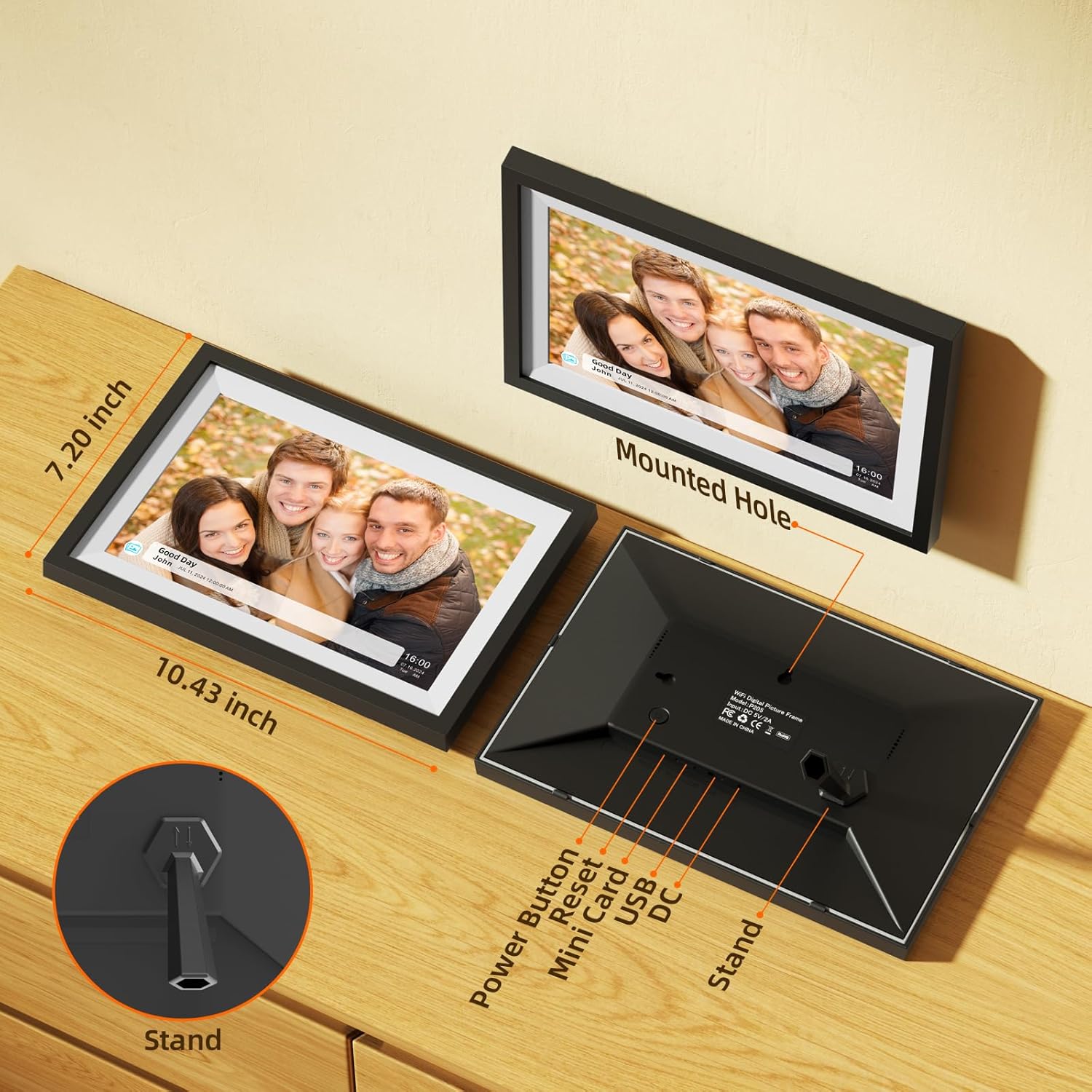 Digital Photo Frame,10.1 Inch Frameo Digital Picture Frame, 1280x800 IPS LCD Touch Screen,Auto-Rotate,16GB, Supports SD Cards,Share Moments Instantly via Frameo App from Anywhere,Gifts for Your Loves