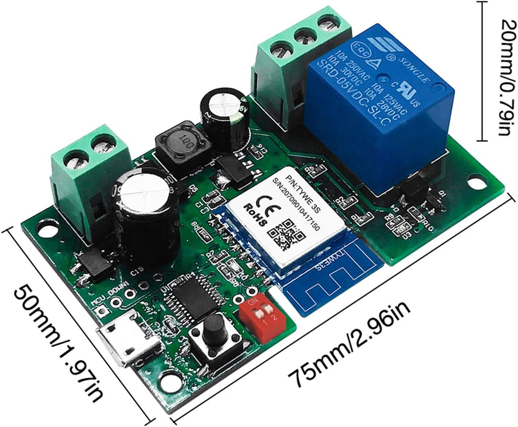 WiFi Wireless Inching Relay Switch Momentary DIY Smart Home Remote Control DC 5-32V AC 90-250V Compatible With Alexa Echo IFTTT (Using TUYA/Smart Life APP)