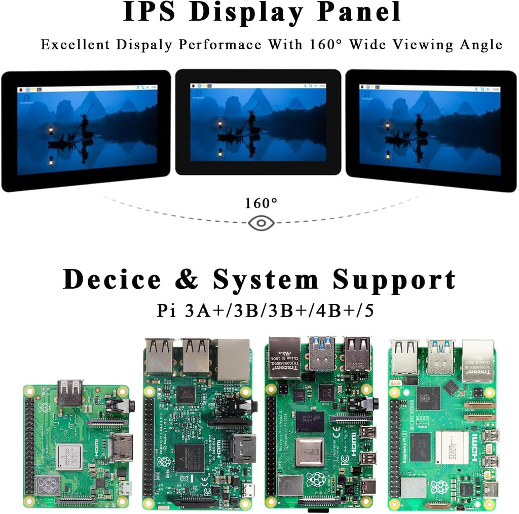OSOYOO 7 inch DSI Touch Screen 720×1280 IPS Display, DSI Power & Video (No Extra Cables), Portrait/Landscape Rotatable Bare Screen for Raspberry Pi4B/3B+/3B/3A+/5