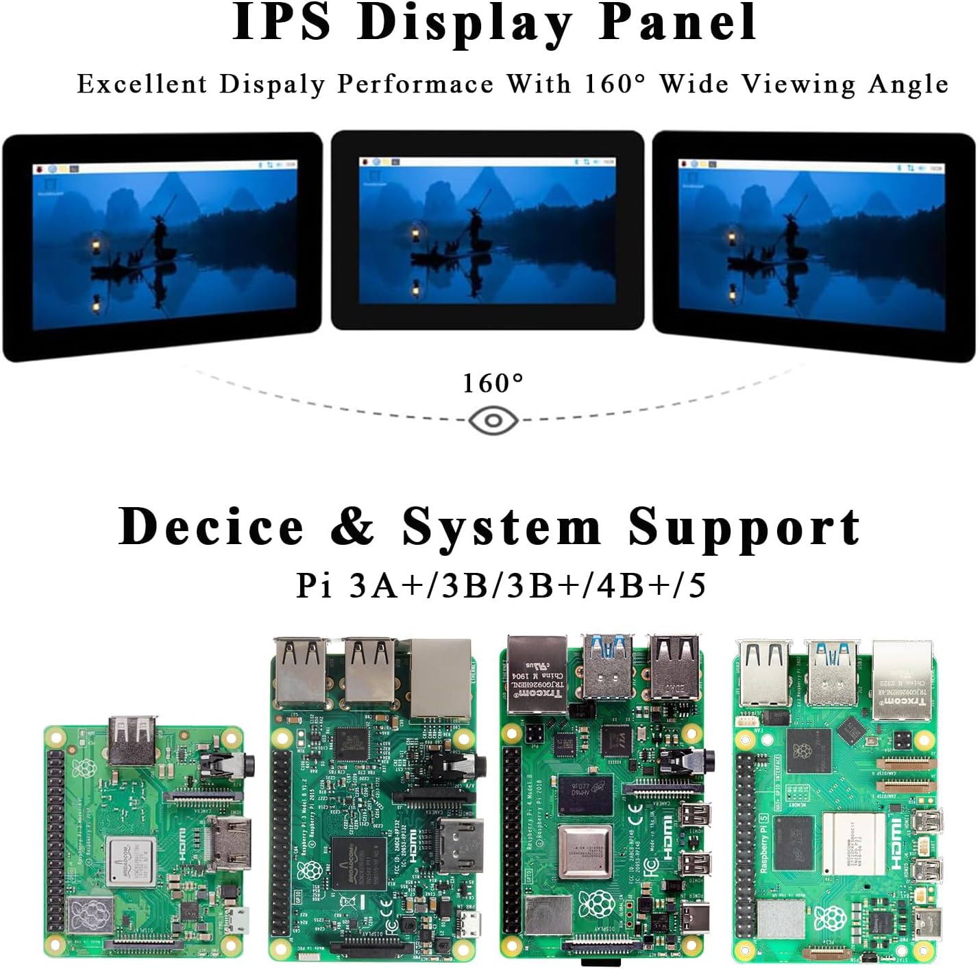 OSOYOO 7 inch DSI Touch Screen 720×1280 IPS Display, DSI Power & Video (No Extra Cables), Portrait/Landscape Rotatable Bare Screen for Raspberry Pi4B/3B+/3B/3A+/5