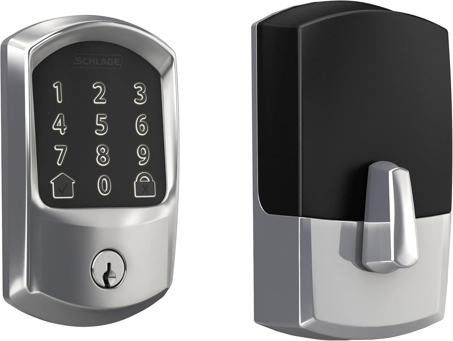 SCHLAGE BE489WB GRW 625 Encode WiFi Deadbolt Smart Lock, Keyless Entry Touchscreen Door Lock with Greenwich Trim, Bright Chrome