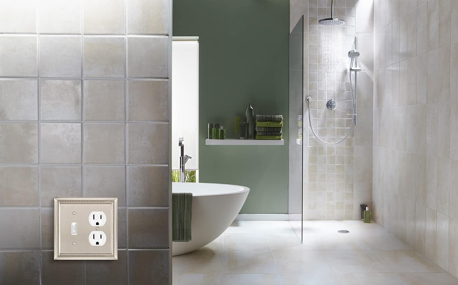 Henne Bery Sunken Pearls Heavy Duty Decorative Wall Plate Switch Plate Outlet Cover (Toggle/Duplex, Satin Nickel)