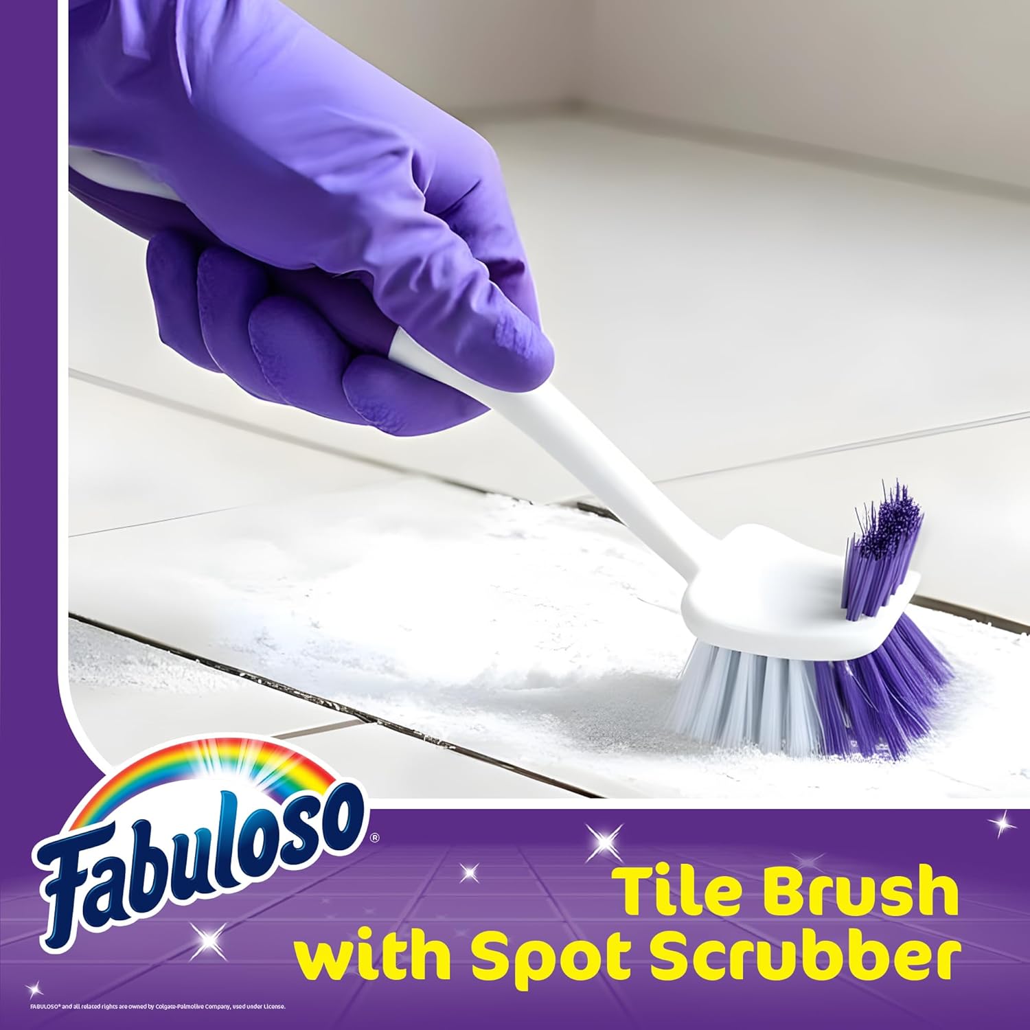 Fabuloso Tile Brush with Spot Scrubber – Bathroom Cleaning Brush with Medium Bristles, Shower Scrubber, and Hanging Hole