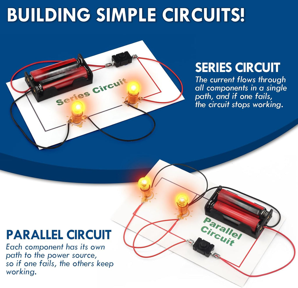 Science Circuit Kit Electricity for Kids Age 8-12, STEM Electrical Circuits Light Bulb Experiment, Electric Energy Technology Project Kits, STEAM Toys Science Gifts for 8 9 10 Year Old Boys Girls