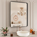 22x30 Inch Black Bathroom Mirror,Rectangle Wall Mirror for Bathroom,Round Corner Matte Black Metal Framed Mirror(Horizontal/Vertical)