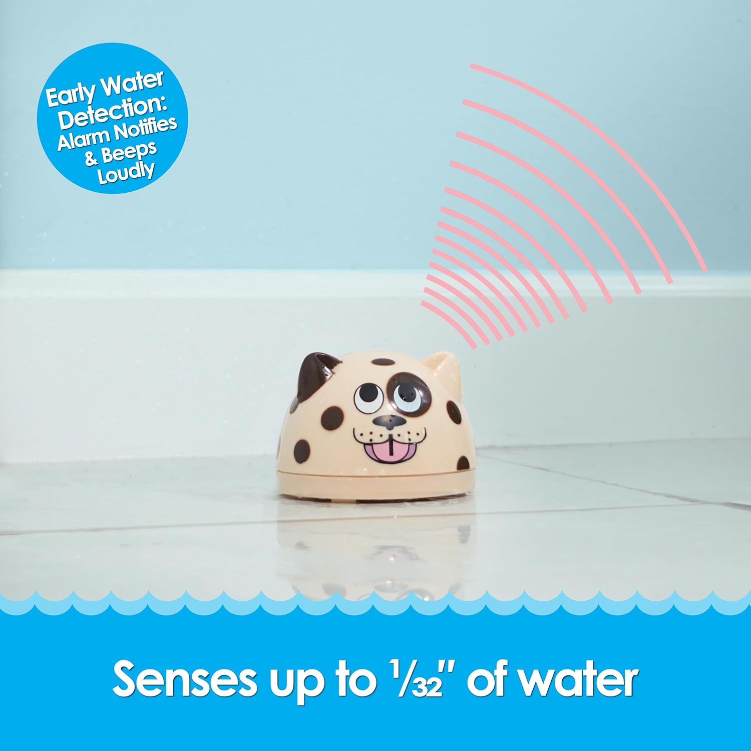 Water Leak Detector and Alarm-The Original LeakPuppy 3PK- Electronic Flood Detector for Kitchen & Basement-1/32 Liquid Sensor-Beeps Loudly on Overflows Plus Low Battery-Xmas Gift for New Homeowners