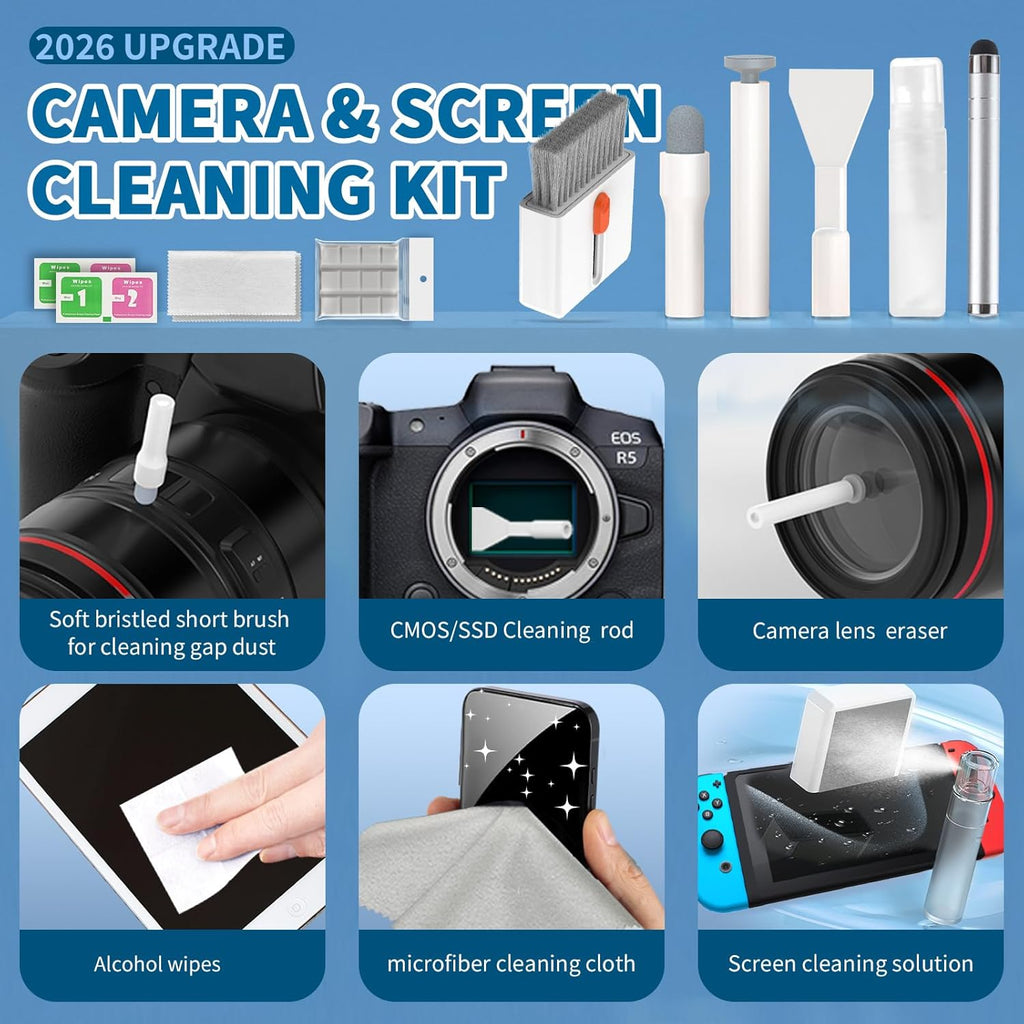 2026 Upgrade Phone Cleaning Kit 47PCS, iPhone Cleaning Kit, Airbud AirPods Cleaning Kit, Keyboard Cleaning Kit, Charging Port Cleaner for Apple Lightning/Android USB-C (White)