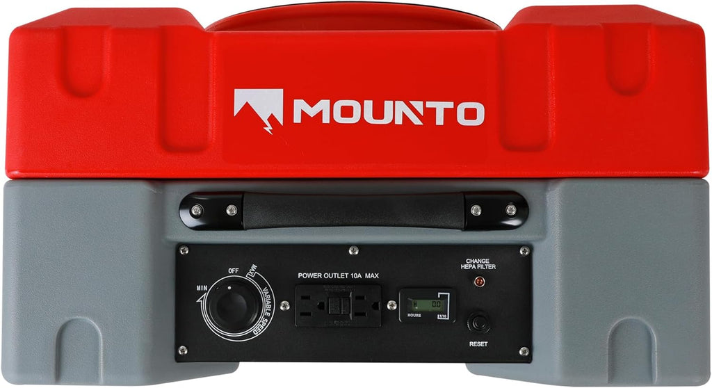 MOUNTO 550cfm Hepa Air Scrubber Industrial Air Cleaner- 550cfm Portable Air Purifier w/Variable Speed, Dual Outlet for Fire/Water Damage Restoration, Construction & Painting, Janitorial (Red)