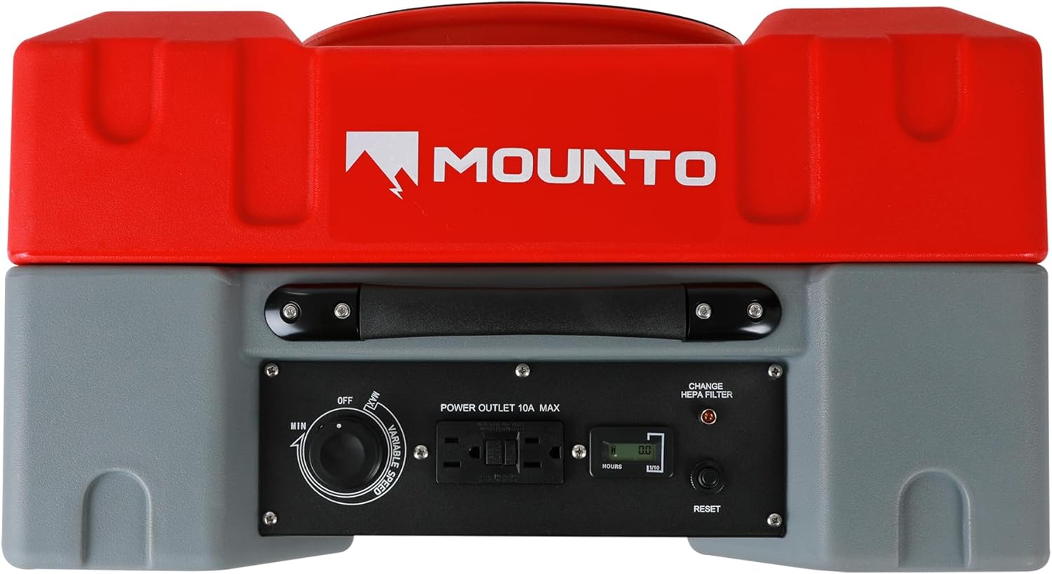 MOUNTO 550cfm Hepa Air Scrubber Industrial Air Cleaner- 550cfm Portable Air Purifier w/Variable Speed, Dual Outlet for Fire/Water Damage Restoration, Construction & Painting, Janitorial (Red)