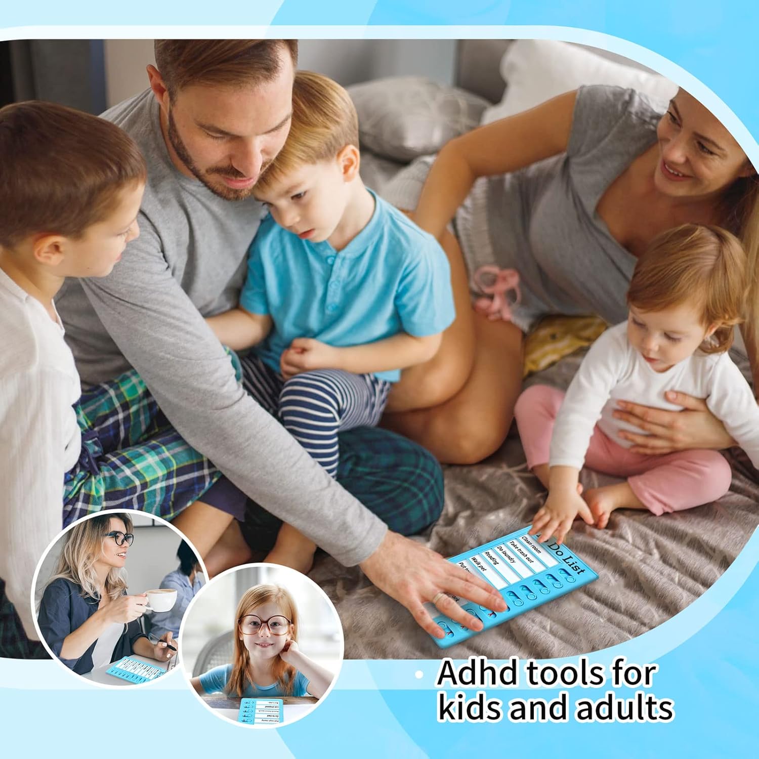 Chore Chart for Kids,To Do List, Daily Routine Chart, and Schedule Board-Checklist and Portable Memo for Efficient Task Management and Planning (blue)