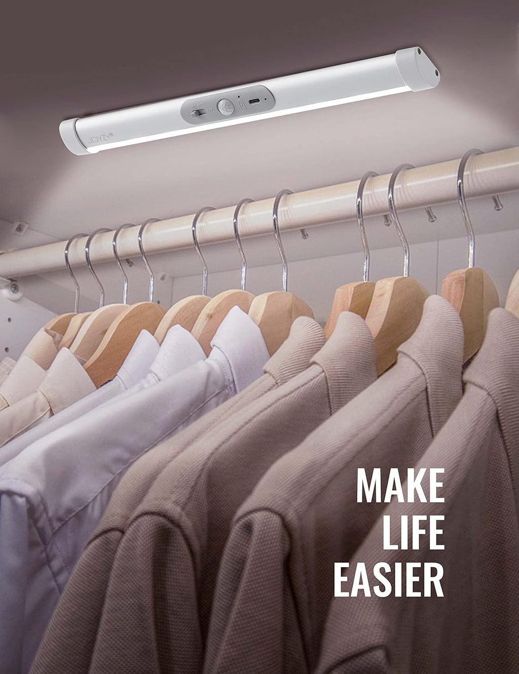 Automatic Closet Lighting Motion Sensor Rechargeable Battery Operated Closet Light with Eye-Protection Design Under Cabinet Light LED for Wireless Pantry Light Wardrobe Lights (100Lumen, 6000k 80+CRI)
