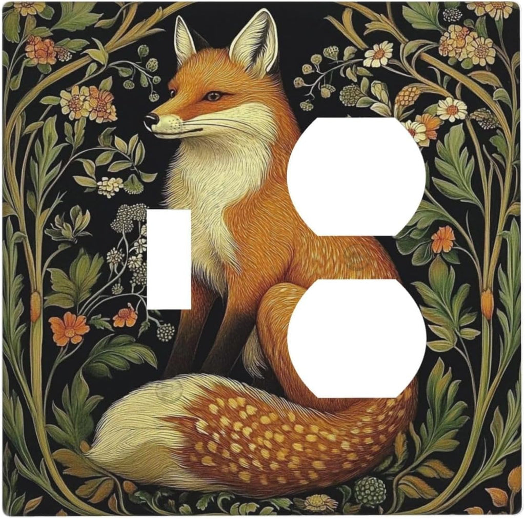 Fox Morris Plants Flowers Vine Colorful Floral Wallplates 1 Toggle 1 Duplex Switch Plate Electrical Gfci Faceplate Decorative Light Switch Covers For Bed Room Living Room Decor