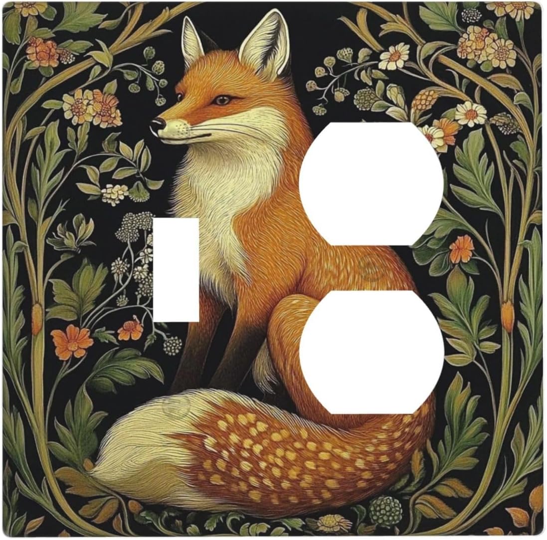 Fox Morris Plants Flowers Vine Colorful Floral Wallplates 1 Toggle 1 Duplex Switch Plate Electrical Gfci Faceplate Decorative Light Switch Covers For Bed Room Living Room Decor
