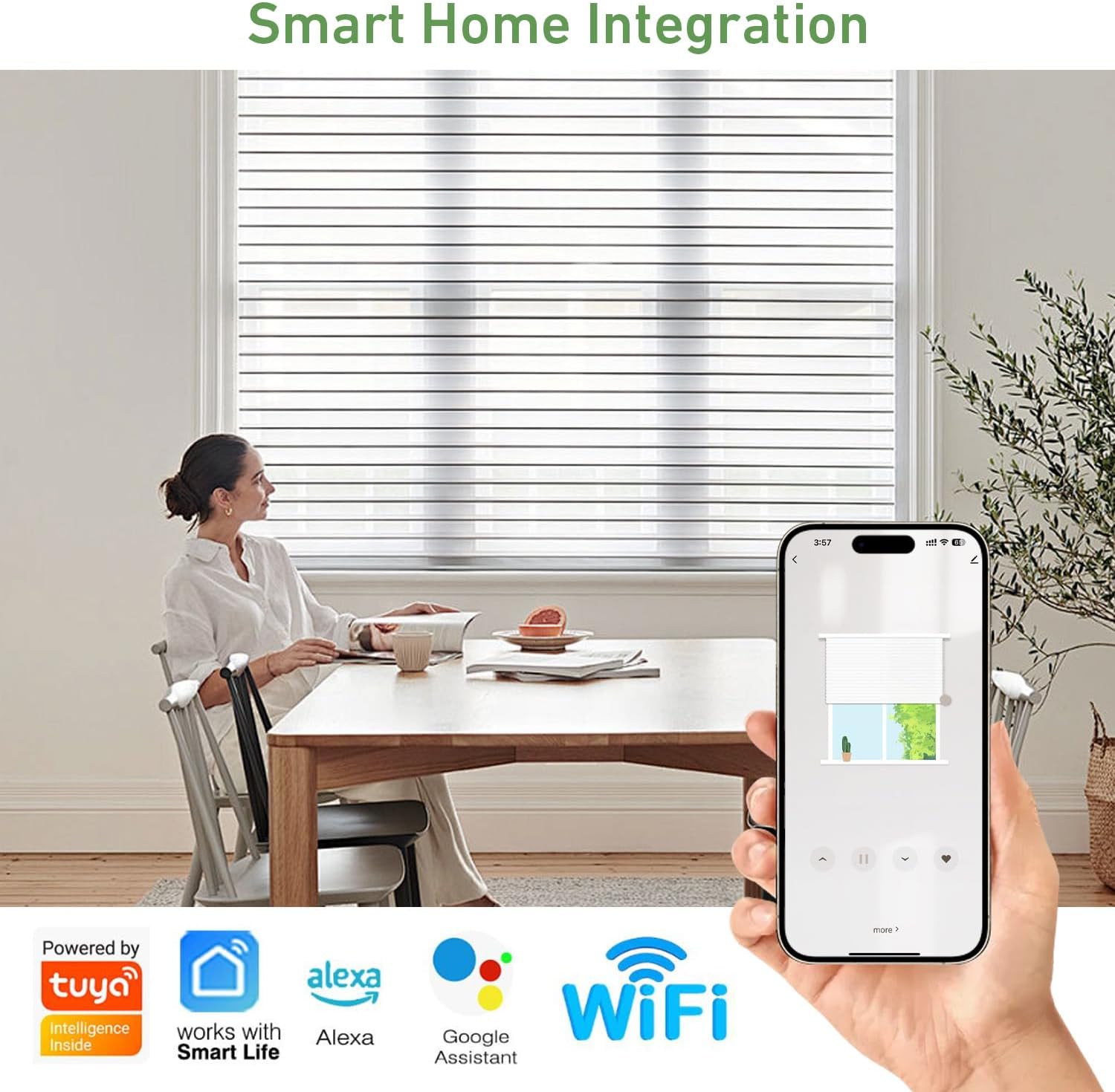 Rollerhouses 25TEW Main Power Voltage Blinds Motor with Tuya WiFi Smart Plug - Voice Control, App Remote Control, Timer Function, Compatible with Alexa & Google Assistant