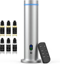 Maromalife Waterless Diffuser, 1000 Sq.Ft Coverage, Essential Oil Diffuser with Tilt-Safe, Remote Control, Adjustable Mist, Mood Lights Aromatherapy Diffuser for Home, Room, Office, Hotel, Silver