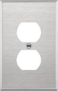 ENERLITES Duplex Receptacle Outlet Metal Wall Plate, Stainless Steel Outlet Cover, Corrosion Resistant, Mid-Size 1-Gang 4.88" x 3.11", UL Listed, 7721M, 430 Stainless Steel, Silver