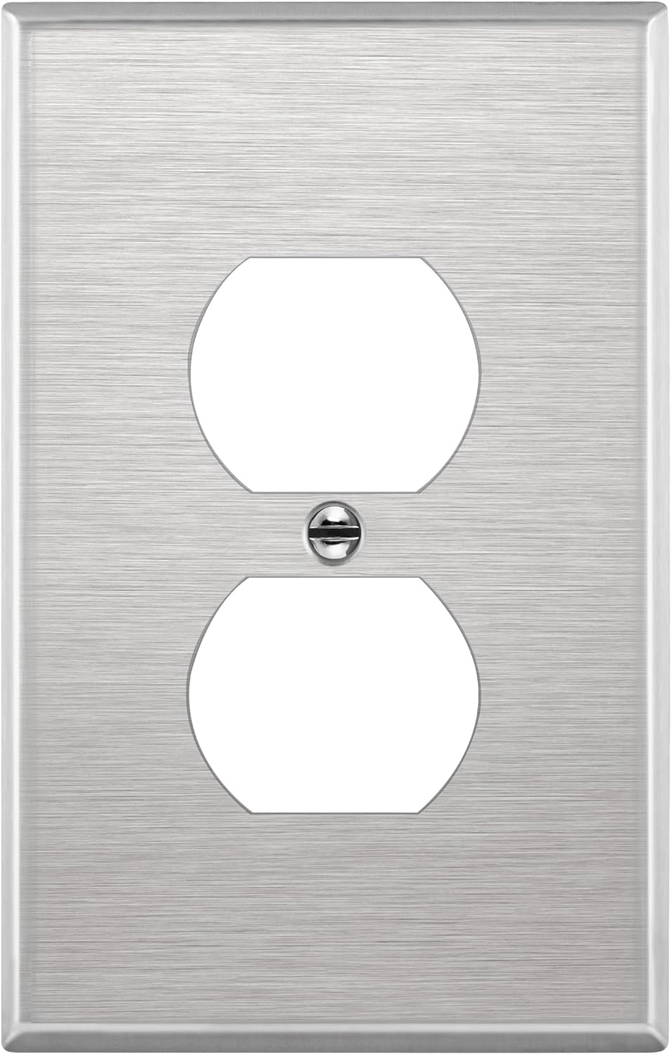 ENERLITES Duplex Receptacle Outlet Metal Wall Plate, Stainless Steel Outlet Cover, Corrosion Resistant, Mid-Size 1-Gang 4.88" x 3.11", UL Listed, 7721M, 430 Stainless Steel, Silver