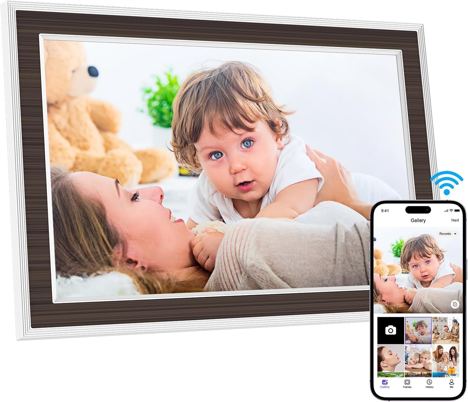 Digital Picture Frame 10.1 Inch WiFi Digital Photo Frame, IPS Touch Screen, 16GB Storage, Auto Rotate, Share Photos & Videos via Uhale App, for Family & Friends