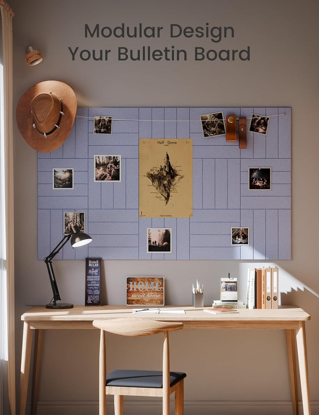 Large Felt Bulletin Board 48" x 36" Cork Board Alternative-12 Pack with 70 Safe Removable Adhesive Tabs, Cork Boards for Walls for Home Office Classroom Pin Board (Soft Periwinkle)