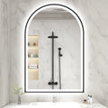 S'bagno 24x36 Arched Black LED Mirror for Bathroom with Frontlit & Backlit, LED Bathroom Mirror with Metal Frame, Anti-Fog, Stepless Dimmable, 3 Color Temperature Vanity Mirror