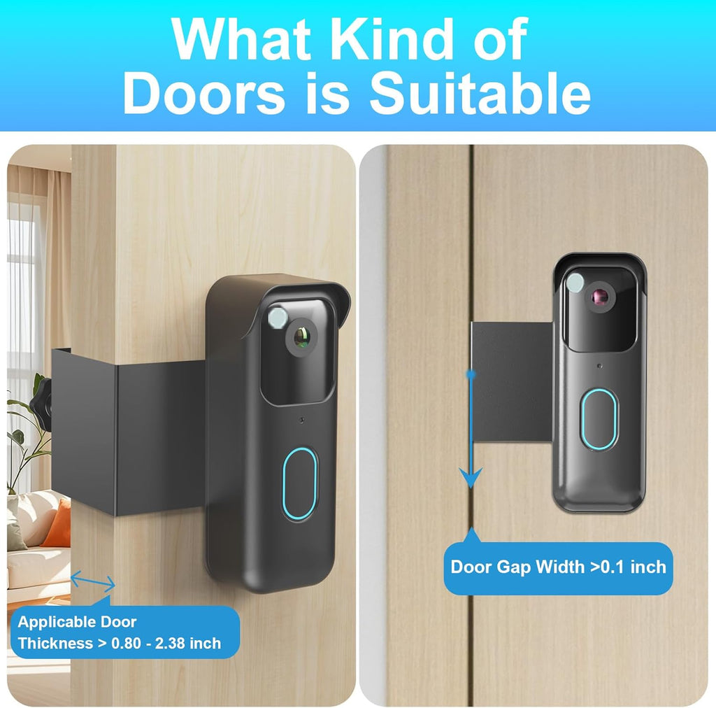Anti-Theft Blink Doorbell Mount, Drill-Free Door Mount for Blink Video Doorbell (2nd Gen), Doorbell Bracket Holder with Rain Cover Not Block Doorbell Sensor Easy to Install for Business, Dorm, Rentals