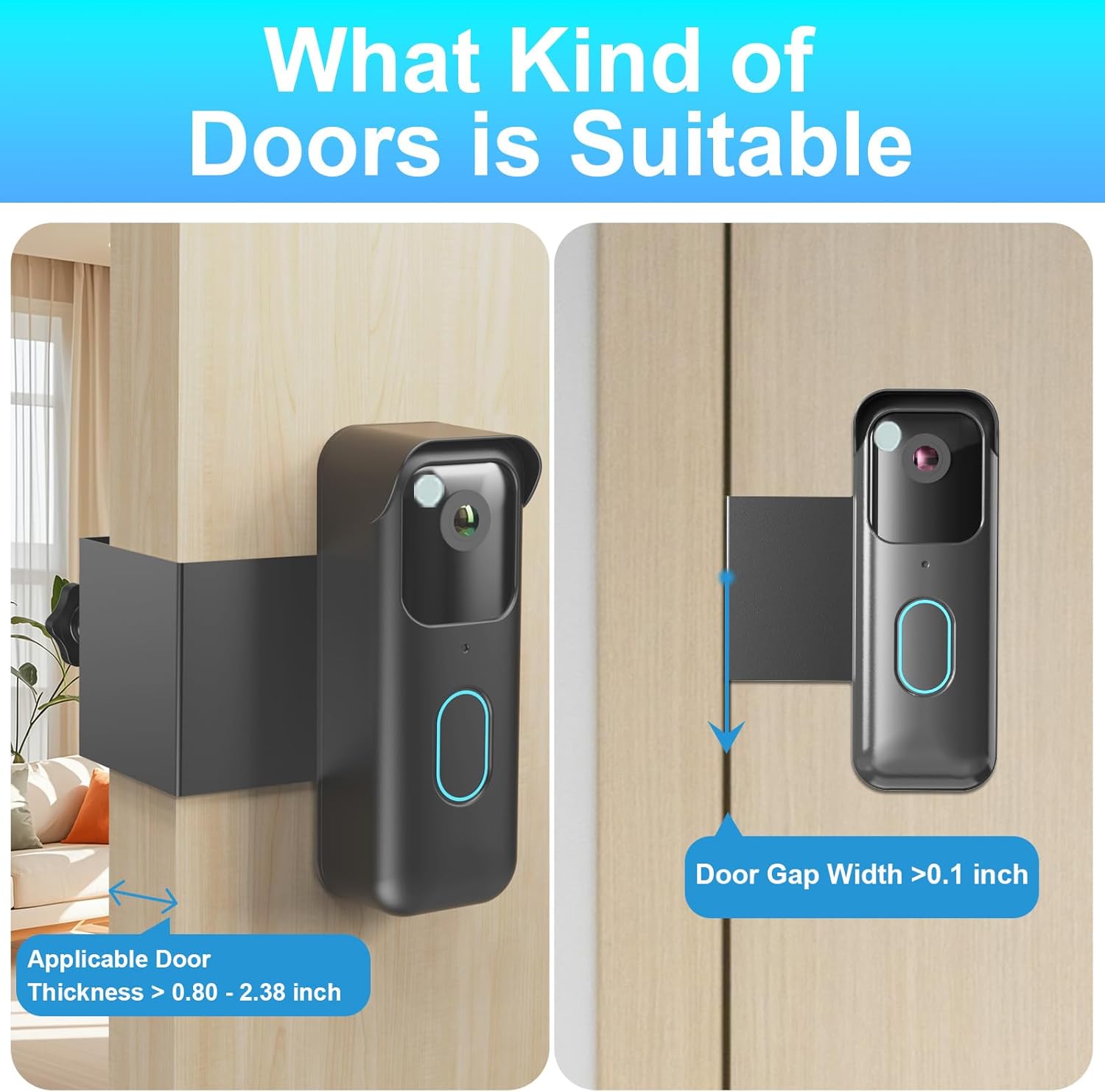 Anti-Theft Blink Doorbell Mount, Drill-Free Door Mount for Blink Video Doorbell (2nd Gen), Doorbell Bracket Holder with Rain Cover Not Block Doorbell Sensor Easy to Install for Business, Dorm, Rentals