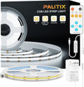 PAUTIX COB LED Strip Light,Strip Lights with RF Remote,UL Listed Daylight White Natural White 6000K 16.4ft Super Bright Dimmable 24V Flexible LED Tape Lights,Cabinets Kitchen Mirror Office Lighting