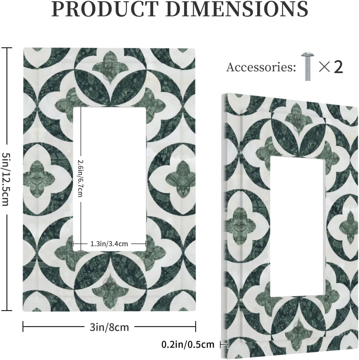 Green Luxury Modern Cubic Marble 1 Gang Single Rocker Decorative Light Switch Covers Electrical Faceplate Switch Plates for Bathroom Kitchen Home