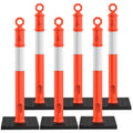 RoadHero 45 Inch Delineator Post with Base, Portable Orange Traffic Delineator Posts Cones with Reflective Collars for Parking Lots, Road Safety, Construction Events 6 Pack