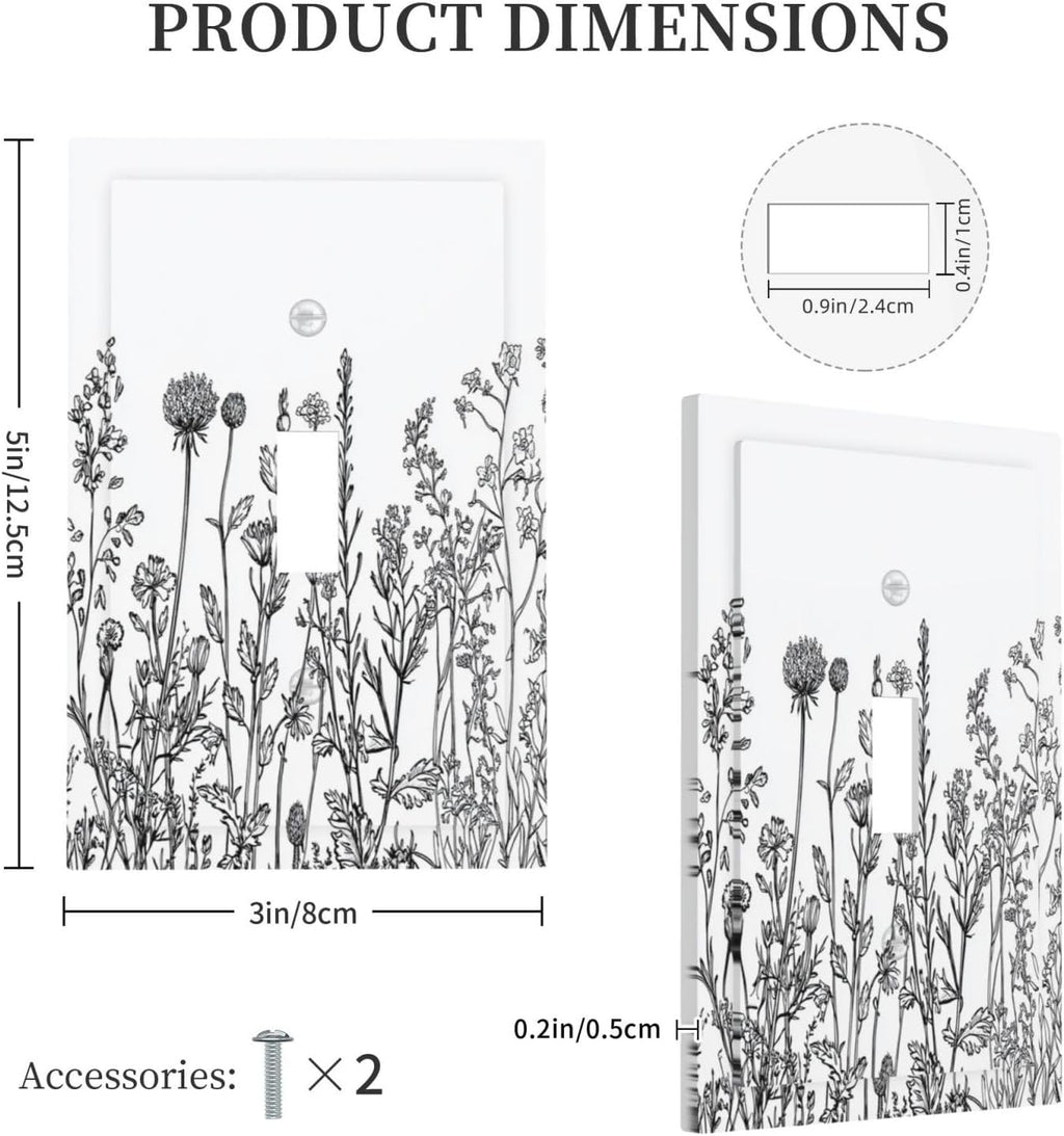 Decorative Light Switch Cover Floral Wildflower Rustic Plant Leaves 1 Gang Single Toggle Device Electrical Faceplate Switchplates Decorator Outlet Wall Plate For Farmhouse Cabin Decor