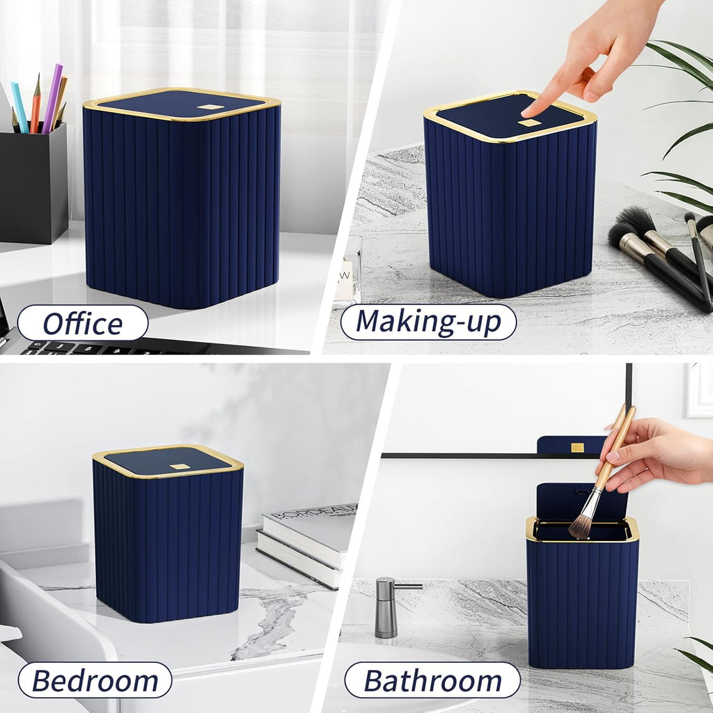 Bathroom Accessory Set - Bathroom Set, 12PC Bathroom Accessories Set, Navy Blue Bathroom Accessories Set, Mini Trash Can, Toilet Brush, Trash Can & Soap Dispenser