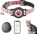 GPS Tracker for Cats, Waterproof GPS Cat Trackers Cats Collar with Bells, No Subscription, GPS Cat Collar, Adapt with Apple Find My (iOS Only) Finder Tag for items Pets Christmas Gift (PINK)