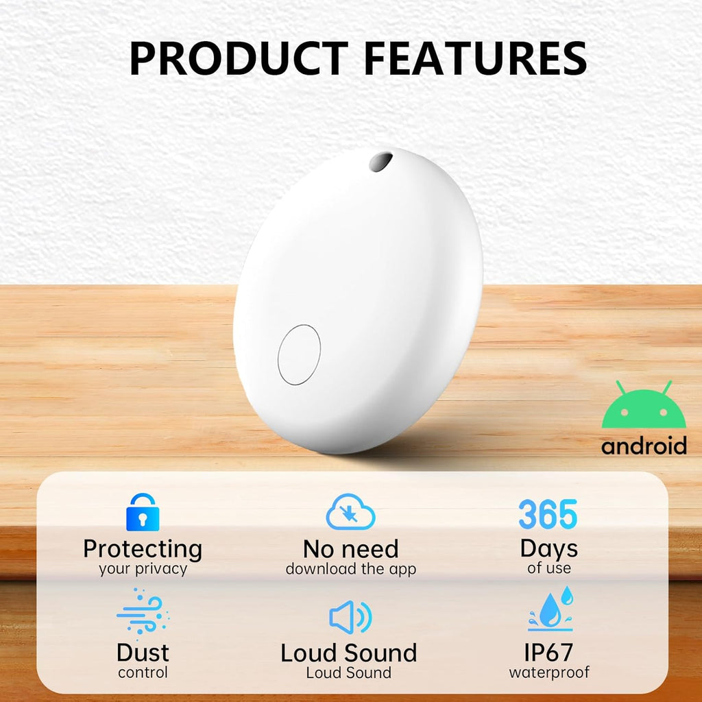 Bluetooth Tracker for Android Device 4 Pack, Item Finders Locators Work with Google Find My App (Only for Android), Tracker Tag for Keys, Luggage, Backpack, Wallet, Vehicle, Pets (White)