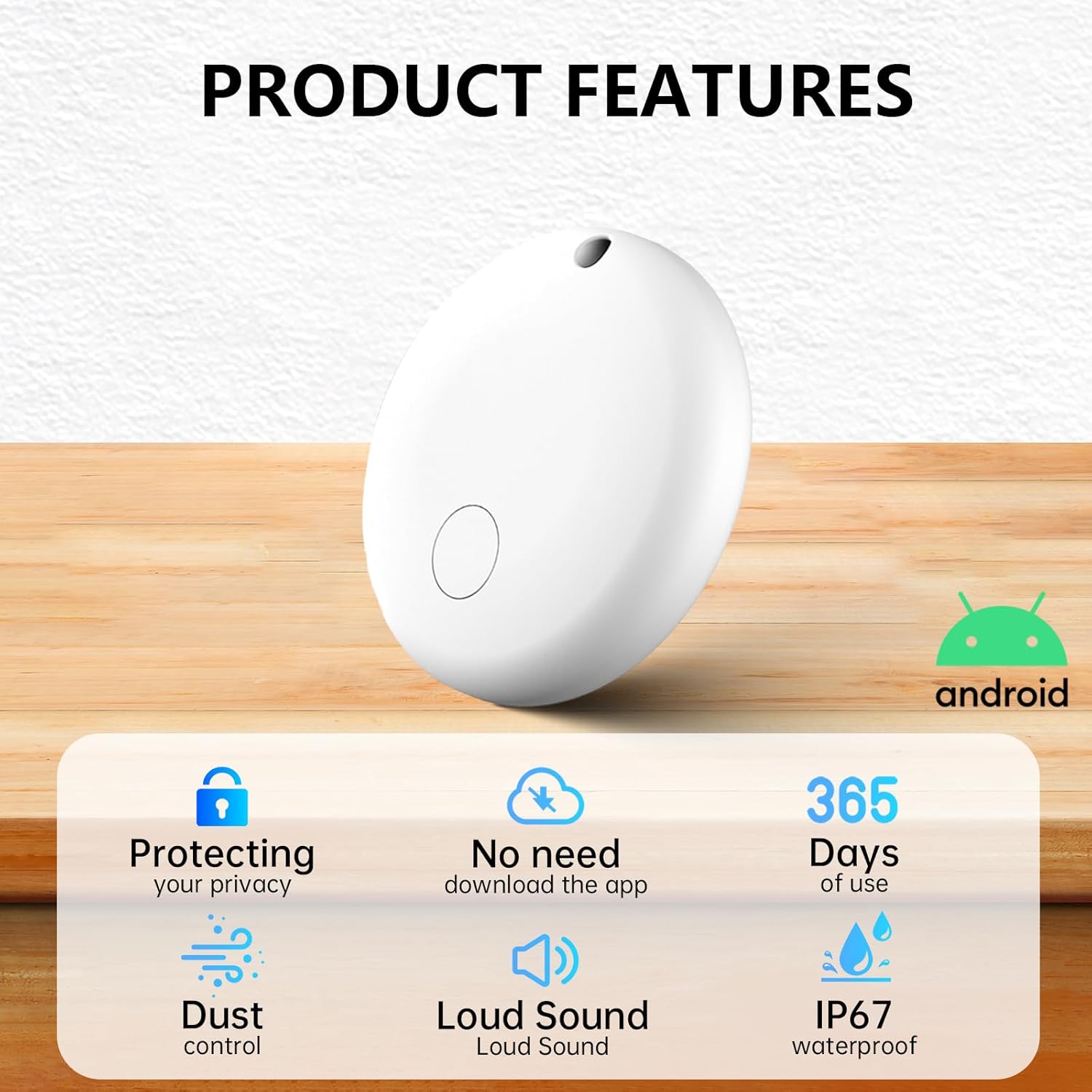 Bluetooth Tracker for Android Device 4 Pack, Item Finders Locators Work with Google Find My App (Only for Android), Tracker Tag for Keys, Luggage, Backpack, Wallet, Vehicle, Pets (White)