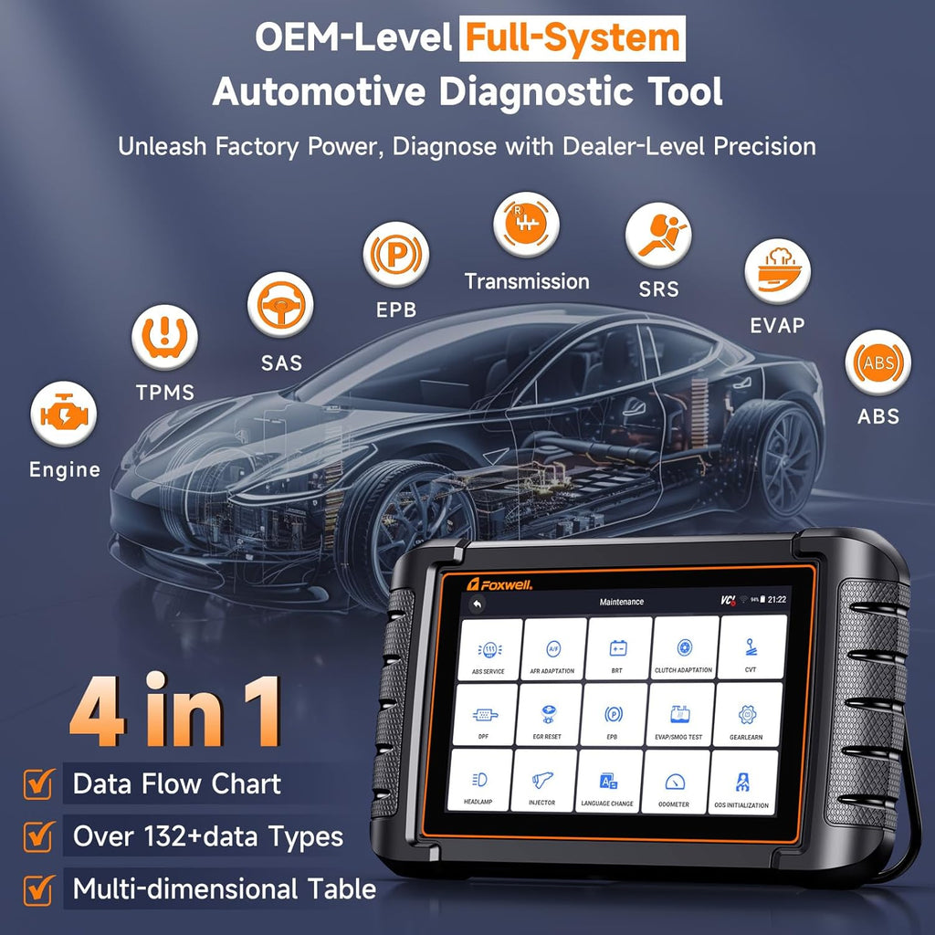 FOXWELL NT809BT Bidirectional Scan Tool, OBD2 Scanner Diagnostic Tool with 30 Maintenances, All System Code Reader for Cars and Trucks, Wireless Automotive Diagnostic Tools, FCA Support, 3-Year Update