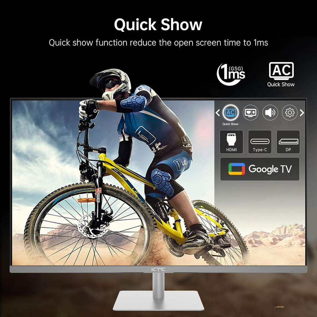 KTC 32 Inch 4K Smart Monitor with Google TV System 3840 * 2160P Netflix Licensed Type C 65W PD Speakers 5W*2 Dolby Audio Hey Google Voice Remote HDR WiFi Bluetooth VESA Tiltable 32 in Smart TV