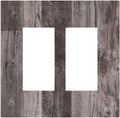 Decorative Outlet Covers Rustic Dark Grey Wood Retro Country Wooden 2 Gang Double GFCI Rocker Electrical Wall Panels Light Switch Cover Plate for Farmhouse Cabin Decor