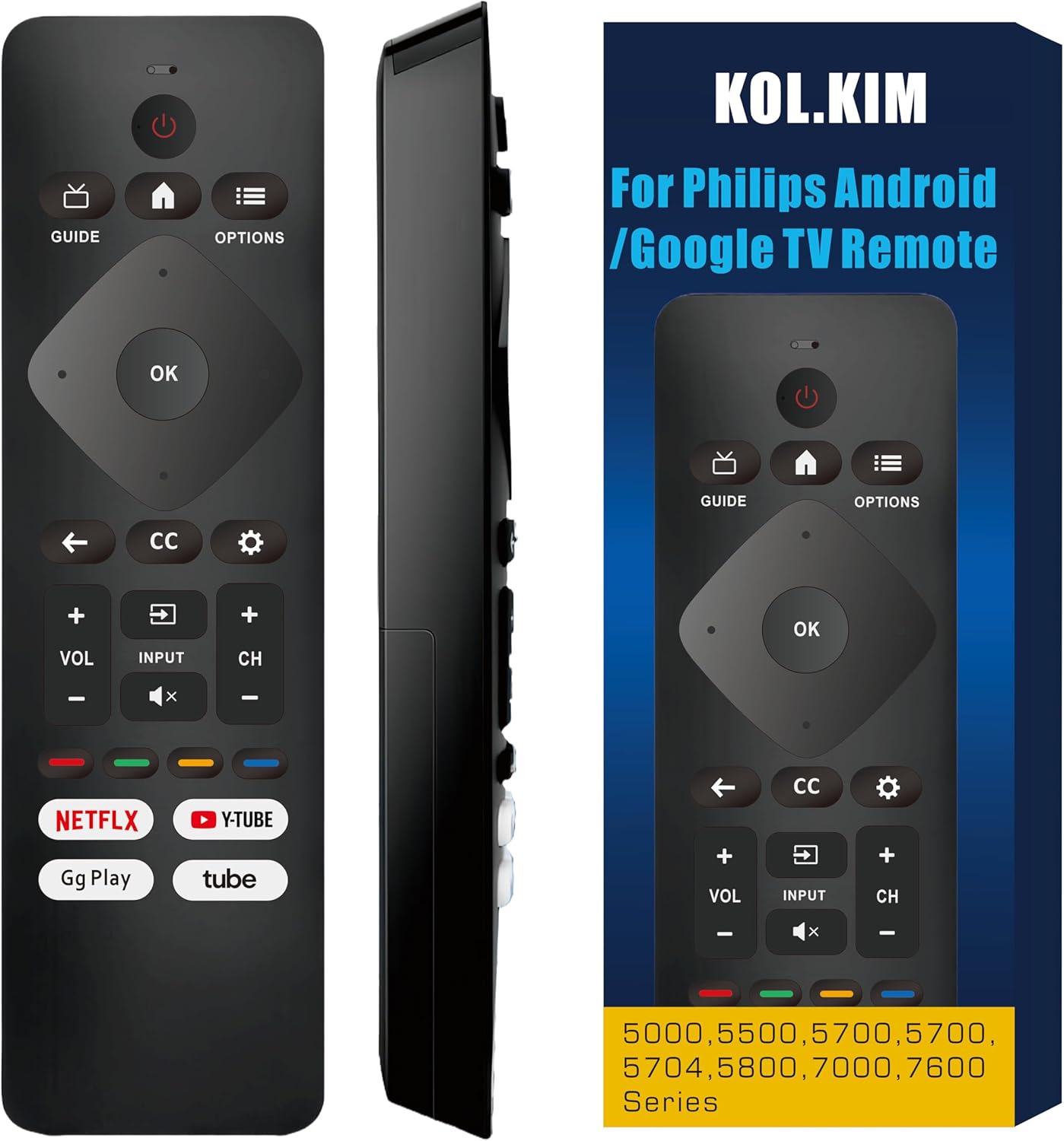 Universal Remote Control Replacement for Philips Smart TV – No Voice Function, Universal for All Philips Android/Google 4K TVs Smart TV Models (43PUL7652)