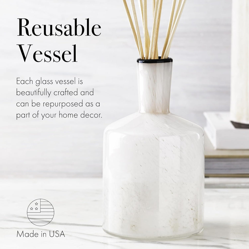 LAFCO New York Classic Reed Diffuser, Champagne - 6 oz - Up to 3 Months Fragrance Life - Reusable, Hand Blown Glass Vessel - Natural Wood Reeds - Made in The USA