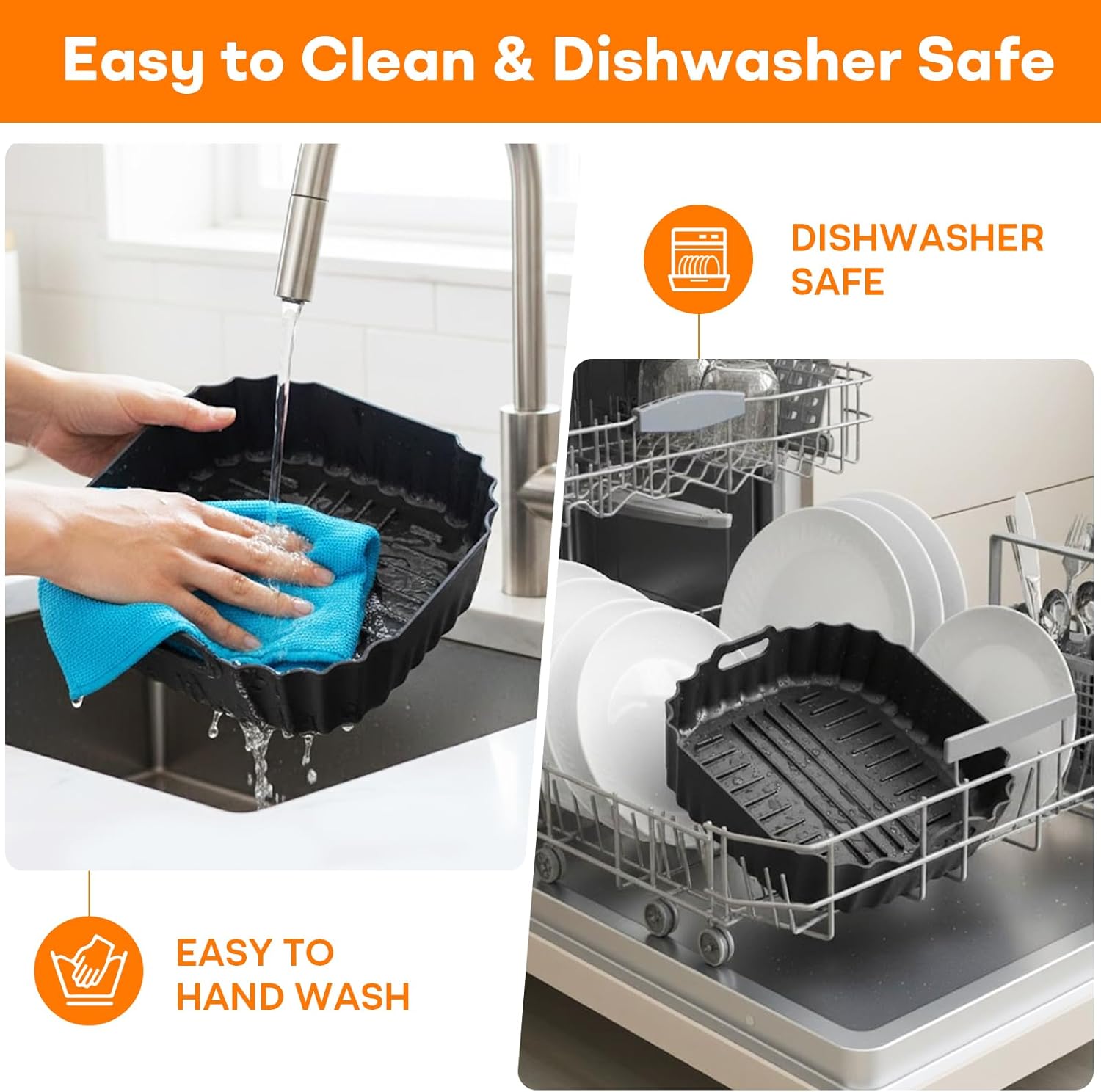 Silicone Air Fryer Liners 2 Pack, Reusable Non-Stick Square Liners Compatible with Ninja Crispi Pro Glass Air Fryer AS101CY, 5–6.5QT Air Fryer Baskets