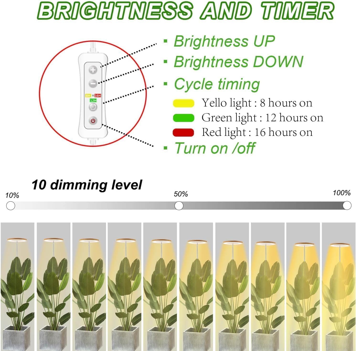 yadoker Plant Grow Light,LED Growing Light Full Spectrum for Indoor Plants,Aluminum Walnut Wood Grain Plant Lights,Height Adjustable, Automatic Timer, 5V Low Safe Voltage